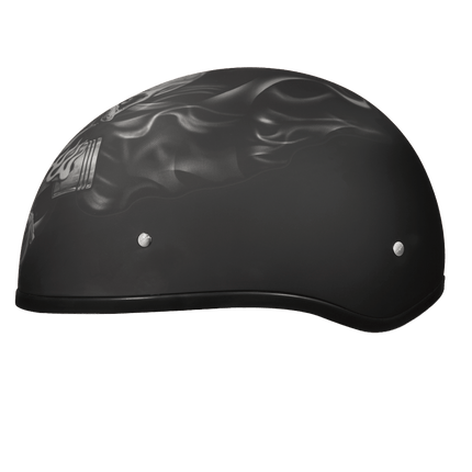 DOT Approved Daytona Motorcycle Half Face Helmet - Skull Cap Graphics for Men & Women, Scooters, ATVs, UTVs & Choppers - W/  Pistons Skull