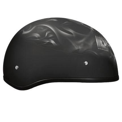 DOT Approved Daytona Motorcycle Half Face Helmet - Skull Cap Graphics for Men & Women, Scooters, ATVs, UTVs & Choppers - W/  Pistons Skull