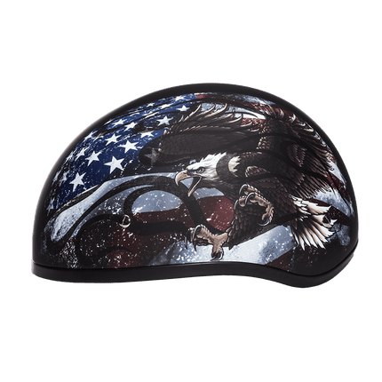 DOT Approved Daytona Motorcycle Half Face Helmet - Skull Cap Graphics for Men & Women, Scooters, ATVs, UTVs & Choppers - W/ USA