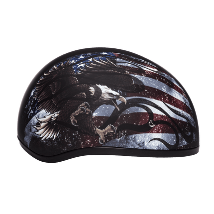 DOT Approved Daytona Motorcycle Half Face Helmet - Skull Cap Graphics for Men & Women, Scooters, ATVs, UTVs & Choppers - W/ USA