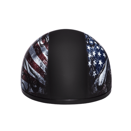 DOT Approved Daytona Motorcycle Half Face Helmet - Skull Cap Graphics for Men & Women, Scooters, ATVs, UTVs & Choppers - W/ USA