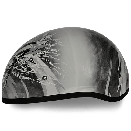 DOT Approved Daytona Motorcycle Half Face Helmet - Skull Cap Graphics for Men & Women, Scooters, ATVs, UTVs & Choppers - W/ Thunder