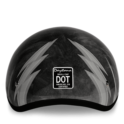 DOT Approved Daytona Motorcycle Half Face Helmet - Skull Cap Graphics for Men & Women, Scooters, ATVs, UTVs & Choppers - W/ Thunder