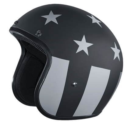 DOT Approved Daytona Cruiser Open Face Motorcycle Helmet - Men, Women & Youth - With Visor & Graphics - W/ Captain America Stealth