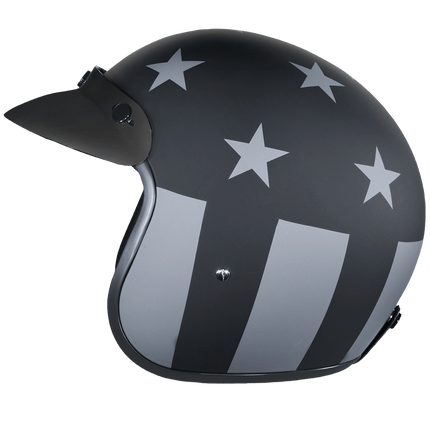 DOT Approved Daytona Cruiser Open Face Motorcycle Helmet - Men, Women & Youth - With Visor & Graphics - W/ Captain America Stealth