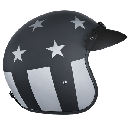 DOT Approved Daytona Cruiser Open Face Motorcycle Helmet - Men, Women & Youth - With Visor & Graphics - W/ Captain America Stealth
