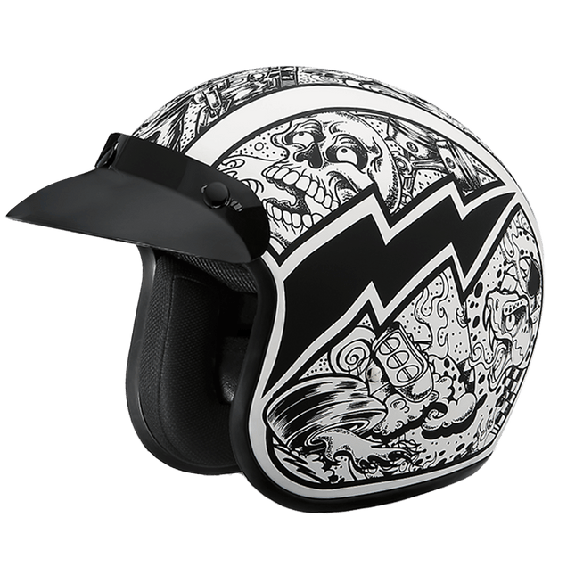 daytona cruiser 3 4 motorcycle helmet shield Flip Up Visor- Smoke Helmets The custom formed interior provides extreme comfort Daytona DOT Skull Cap
