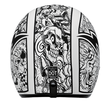 DOT Approved Daytona Cruiser Open Face Motorcycle Helmet - Men, Women & Youth - With Visor & Graphics - W/ Graffiti