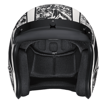 DOT Approved Daytona Cruiser Open Face Motorcycle Helmet - Men, Women & Youth - With Visor & Graphics - W/ Graffiti