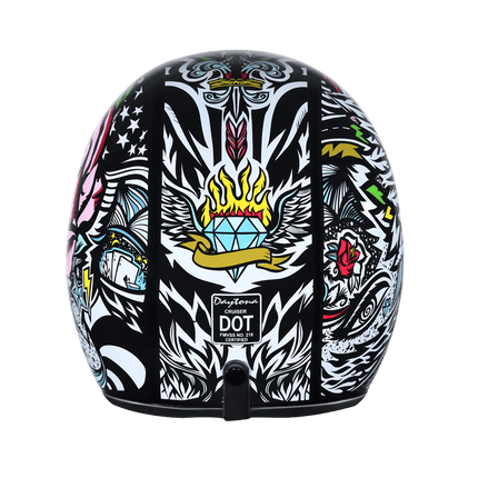 DOT Approved Daytona Cruiser Open Face Motorcycle Helmet - Men, Women & Youth - With Visor & Graphics - W/ Tribal