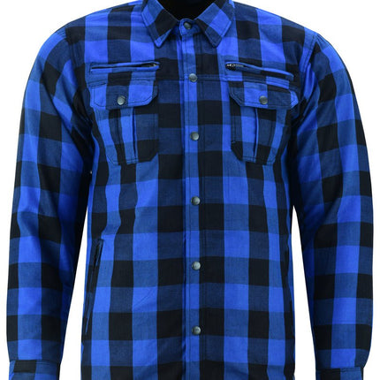 Lumberjack Men's Armored Motorcycle Flannel Shirt - Blue