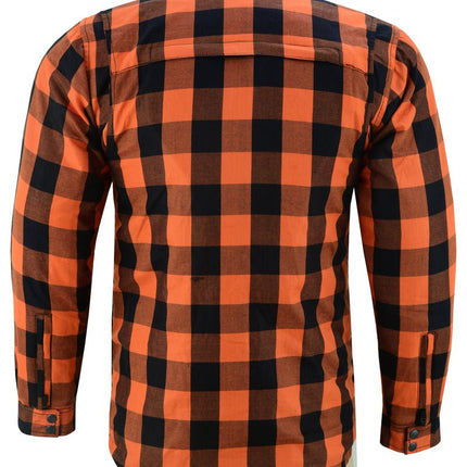Alpha Check  Men's  Armored Motorcycle Flannel Shirt - Orange