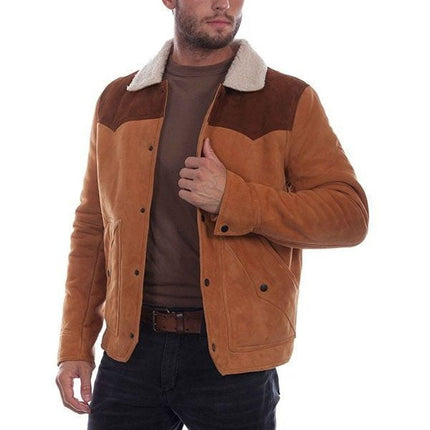 Dual Tone Western Trucker Jacket W/ Shearling Collar