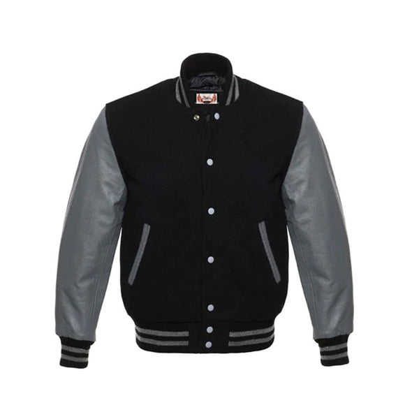 multi patches mixed leather varsity blouson