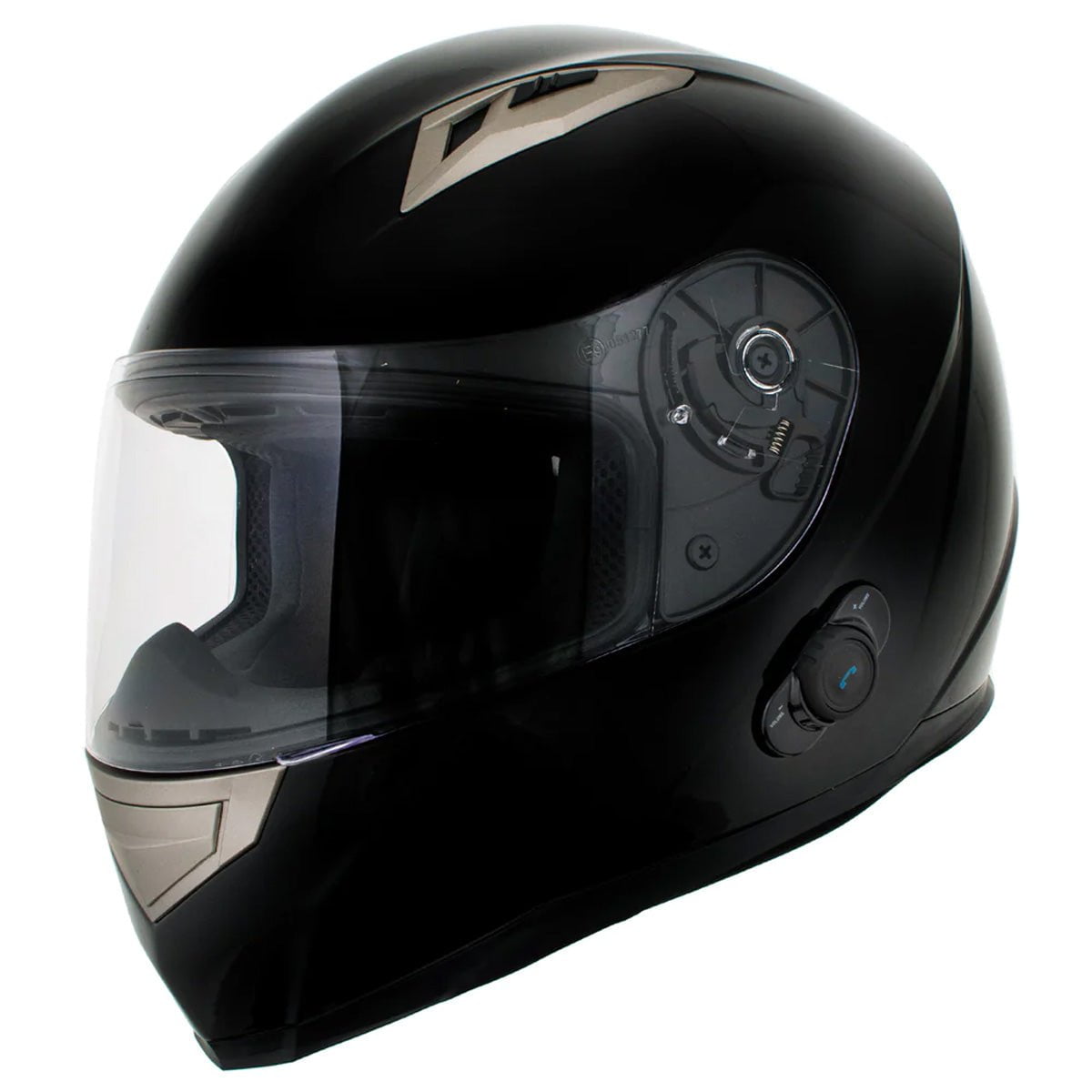full face motorcycle helmet with built in bluetooth Milwaukee Helmets H510 Gloss Black Chit-Chat Full Face Wireless Motorcycle Helmet-Stream Music-Phone Calls