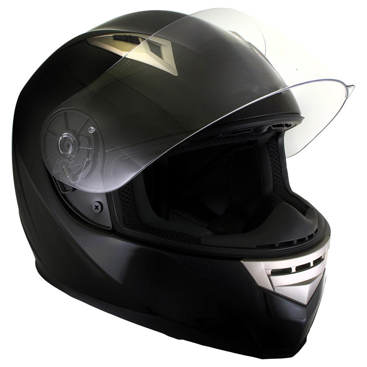 full face motorcycle helmet with built in speakers Milwaukee Helmets H510 Gloss Black Chit-Chat Full Face Wireless Motorcycle Helmet-Stream Music-Phone Calls