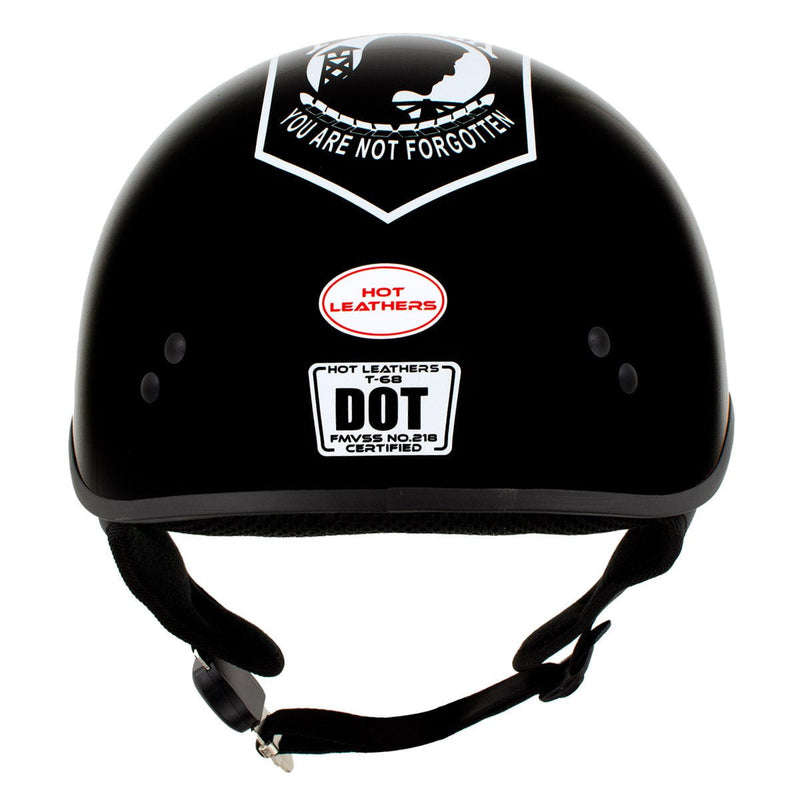 'POW' Gloss Black Skull Cap DOT Approved Half Motorcycle Helmet