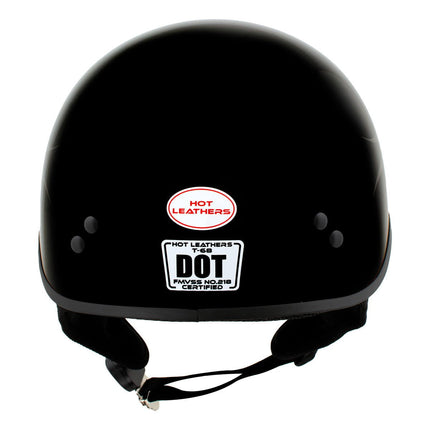 Hot Leathers Silver Flames Gloss Black Motorcycle DOT Approved Skull Cap Half Helmet