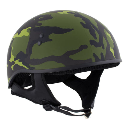 Hot Leathers Camo Green DOT Approved Motorcycle Half Helmet Skull Cap