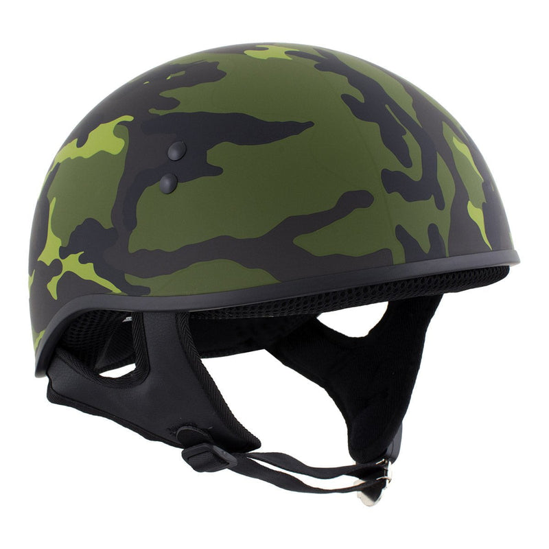 Hot Leathers Camo Green DOT Approved Motorcycle Half Helmet Skull Cap