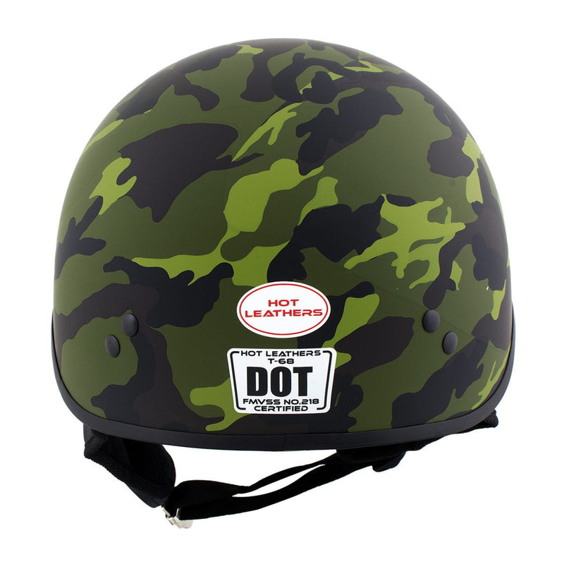 Hot Leathers Camo Green DOT Approved Motorcycle Half Helmet Skull Cap