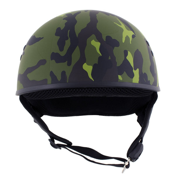 Hot Leathers Camo Green DOT Approved Motorcycle Half Helmet Skull Cap