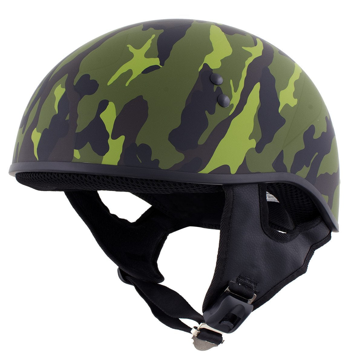 dot approved leather motorcycle helmets Hot Leathers HLD1049 Camo Matte Green Motorcycle Skull Cap Half Helmet DOT Approved