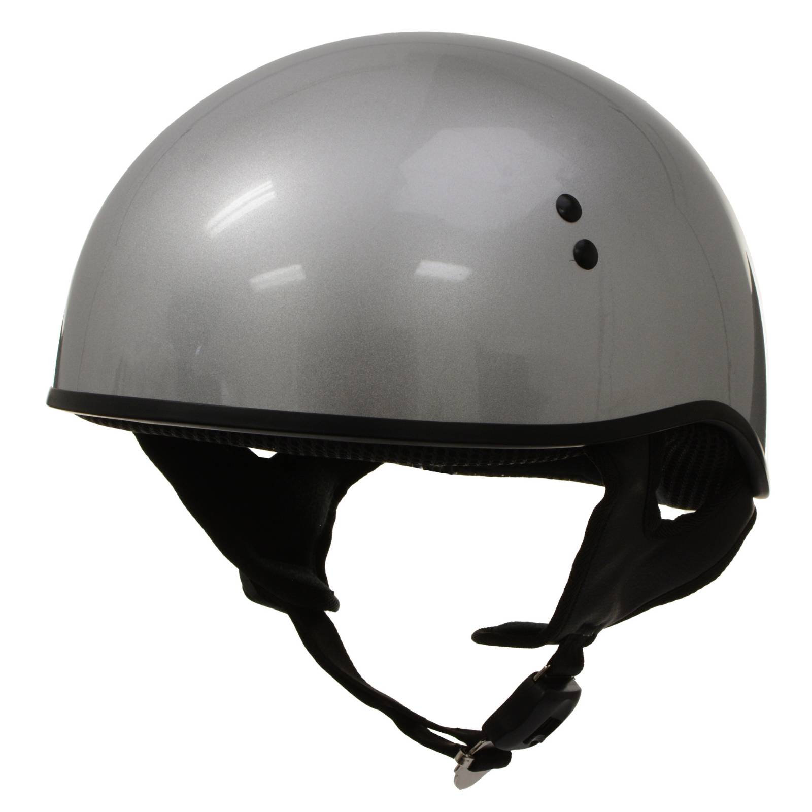 dot approved leather motorcycle helmets Hot Leathers HLD1050 Glossy Silver Motorcycle DOT Approved Skull Cap Half Helmet Biker
