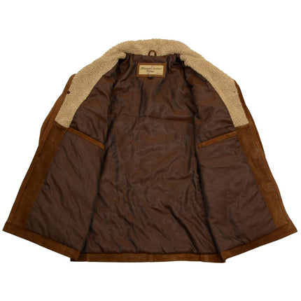 Men's Western Style Vintage Brown Long Suede Leather Coat