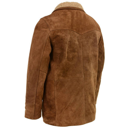 Men's Western Style Vintage Brown Long Suede Leather Coat