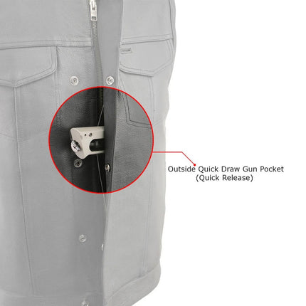 ML Men's Distressed Brown Leather Club Style Motorcycle Vest w/ Double Closure