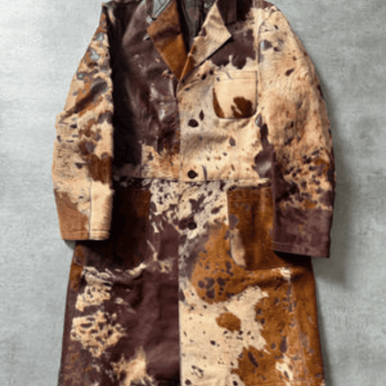 Men's Pony Hair On Long Leather Trench Coat