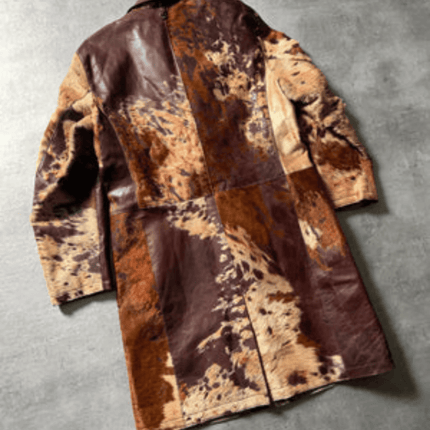 Men's Pony Hair On Long Leather Trench Coat