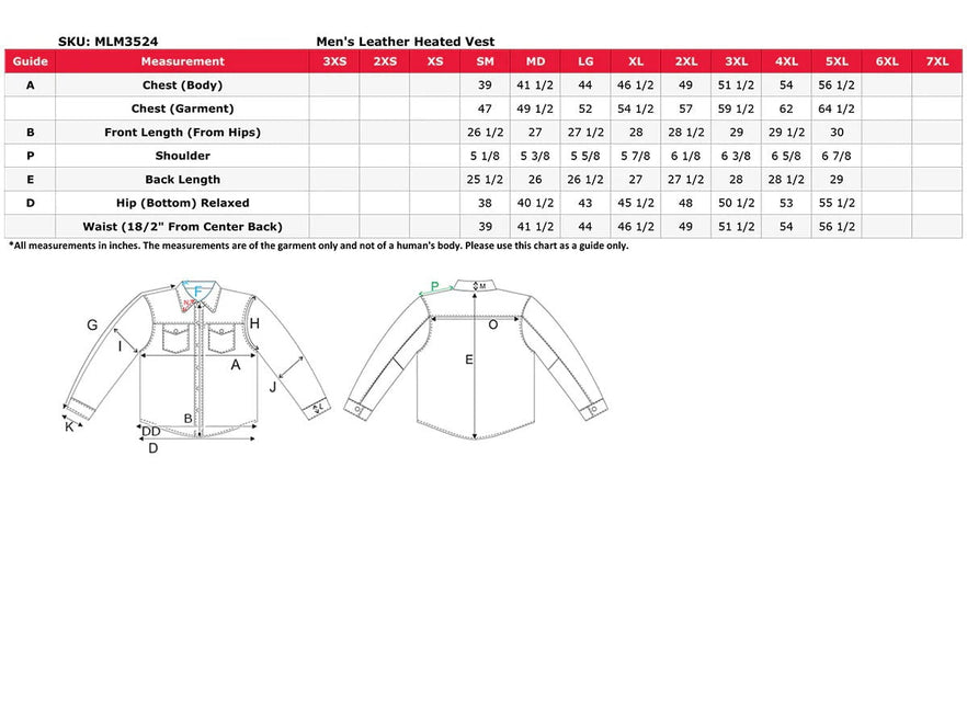 ML Men's All Season Black Premium Leather Biker Club Vest w/ Heated and Cool Tech