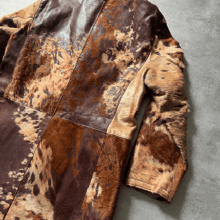 Men's Pony Hair On Long Leather Trench Coat