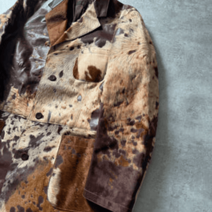 Men's Pony Hair On Long Leather Trench Coat