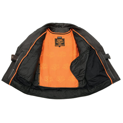 ML Men's Premium Leather Motorcycle Big Tall Jacket w/ Utility Pockets