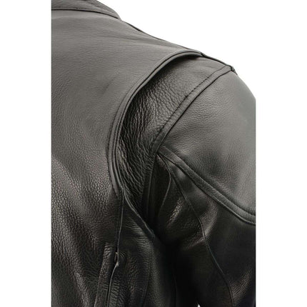 ML Men's Black Vented Big Tall Motorcycle Scooter Jacket w/ Side Lace