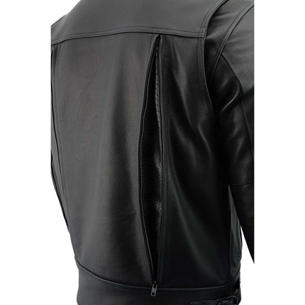 ML Men's Premium Leather Motorcycle Big Tall Jacket w/ Utility Pockets