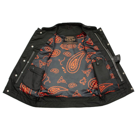 ML Men's Club Style Premium Leather Vest w/ Paisley Lining & Red Stitching