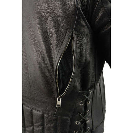 ML Men's Black Vented Big Tall Motorcycle Scooter Jacket w/ Side Lace