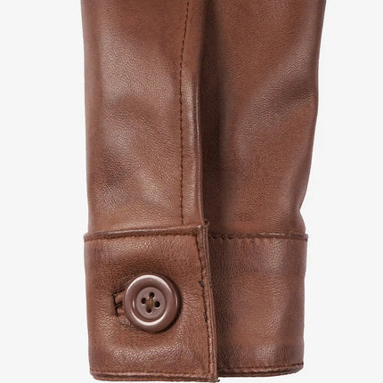 Women's Cropped Cognac Leather Jacket