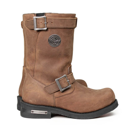 ML Men's Copper Forge Crazy Horse Brown Leather Engineer Biker Boots