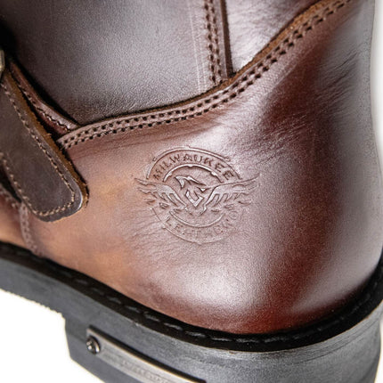 ML Men's Copper Forge Dark Brown Leather Engineer Motorcycle Boots