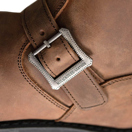 ML Men's Copper Forge Crazy Horse Brown Leather Engineer Biker Boots