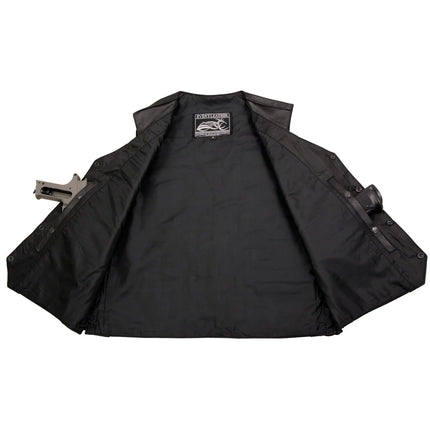 ML Men's Adult Pre Patched Black Leather Motorcycle Vest
