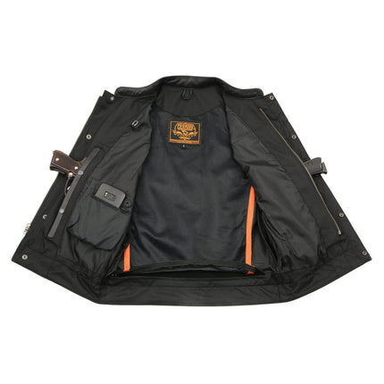 ML Men's All Season Black Premium Leather Biker Club Vest w/ Heated and Cool Tech