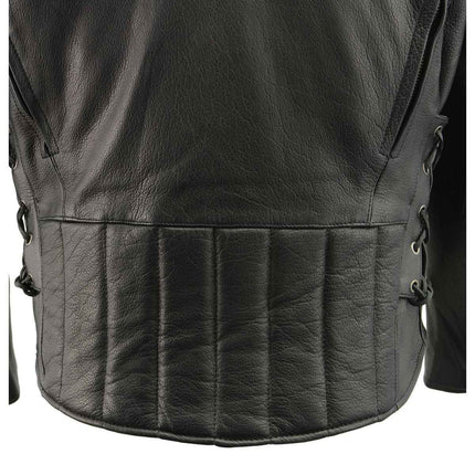 ML Men's Black Vented Big Tall Motorcycle Scooter Jacket w/ Side Lace
