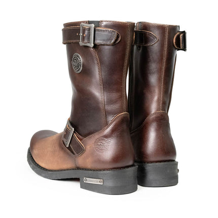 ML Men's Copper Forge Dark Brown Leather Engineer Motorcycle Boots