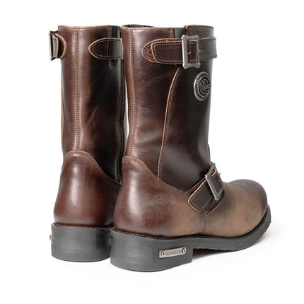 ML Men's Copper Forge Dark Brown Leather Engineer Motorcycle Boots